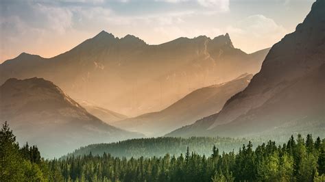 Download Wallpaper 1366x768 Banff National Park Mountains Sunrise
