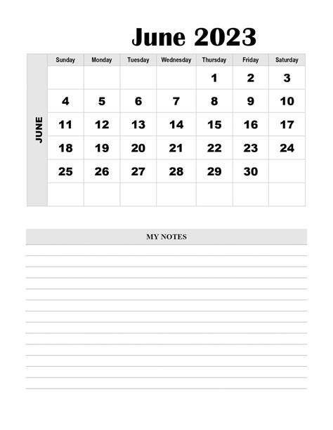June 2023 Calendar In Word Documents