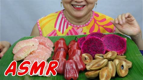 asmr sweet thai fruits red dragonfruit and more eating sounds light whispers nana eats youtube