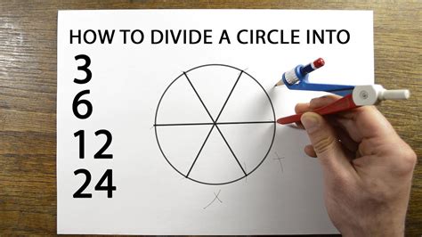 How To Divide A Circle Into 3 6 12 24 Equal Parts Youtube