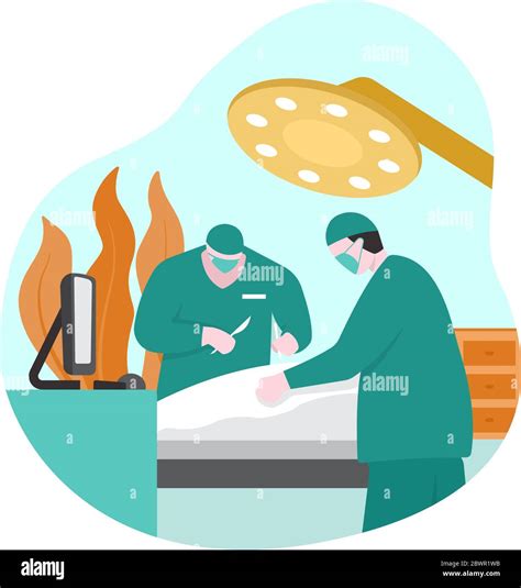 Surgeon Doctor Performing Surgery On Patient In Operating Room Flat