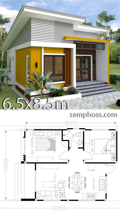 Small Home Design Plan 65x85m With 2 Bedrooms With Images Simple