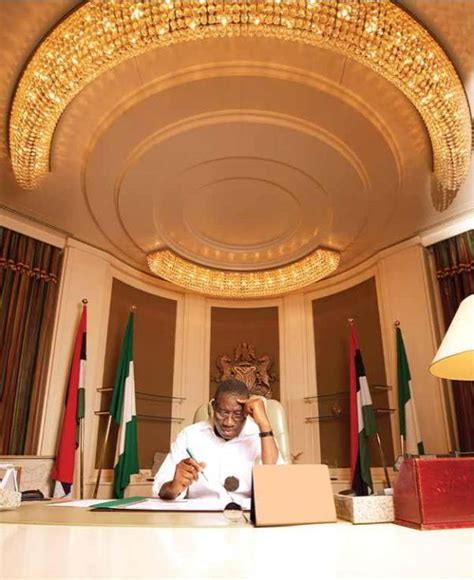 Nigerias President Goodluck Ebele Azikiwe Jonathan In His Office