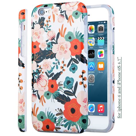 Iphone 6s Case For Girls Cute 6s Case Dimaka Floral Pattern Double Layer Protective Case With