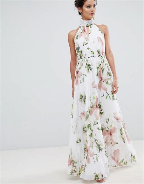 Ted Baker Pleated Maxi Dress In Harmony Floral Print Lyst