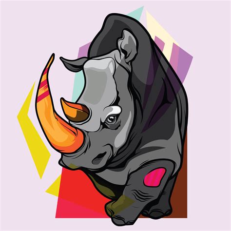 Hand Drawn Illustration Of Rhino With Decorative Elements Download