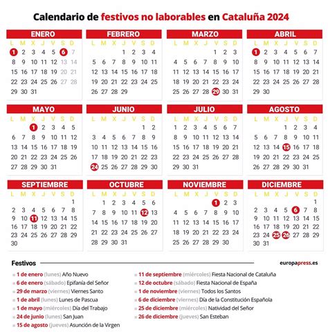 Calendario Laboral 2024 Días Festivos Y Puentes En Cataluña