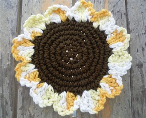 Sunflower Coaster Crochet Pattern Crochet T Pattern Etsy