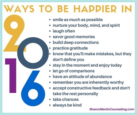 14 Ways To Be Happier In 2016 Sharon Martin Counseling Campbell Ca