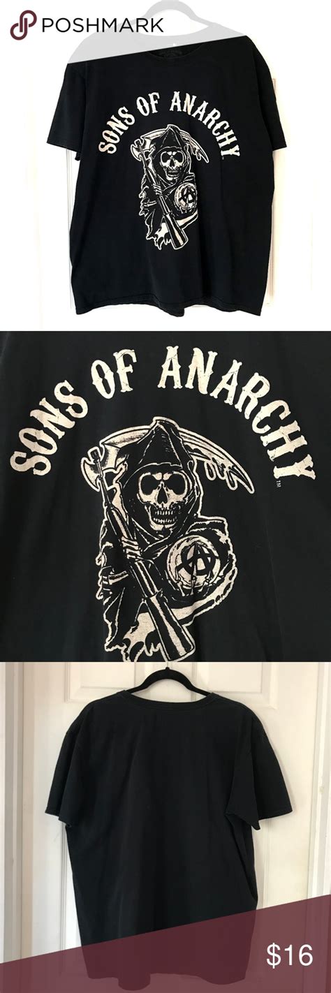 Sons Of Anarchy Tee Black White Xl Black Tee Black Tshirt Tees