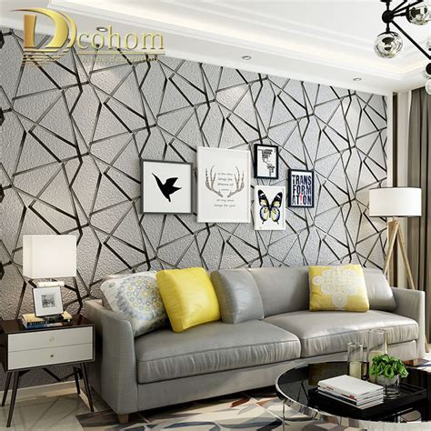 Thick Flocked Geometric Modern Striped 3d Wallpaper For Walls Decor