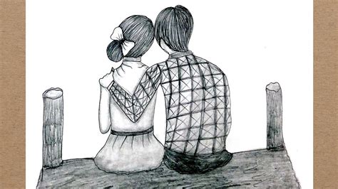 Romantic Couple Drawing With Pencil Sketch Step By Step Cute Couple