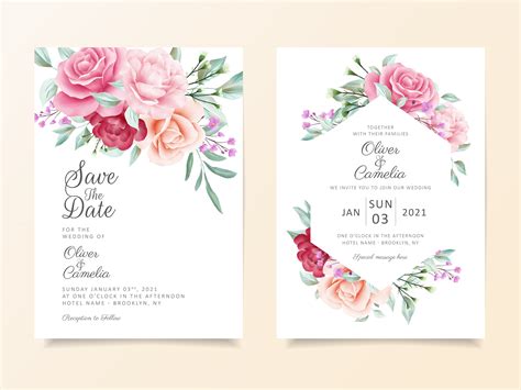Beautiful Wedding Invitation Card Vector