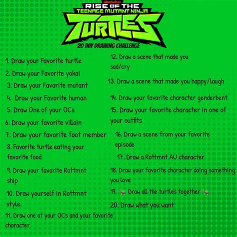 Rottmnt 20 Day Drawing Challenge Drawing Challenge Tmnt Art Drawings