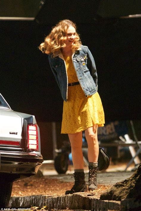 Lily James Dons Yellow As She Is Seen For Firs Time On Baby Driver Set