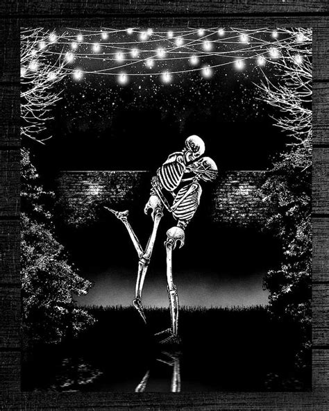 Unconditional Art Print Skeleton Couple Love Romance Etsy