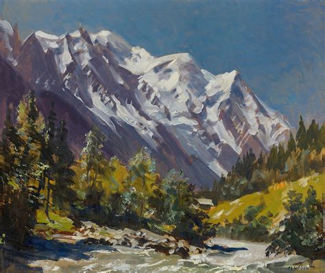 Marcel Wibault Le Mont Blanc Vue Dargentières Tableau Paesaggi