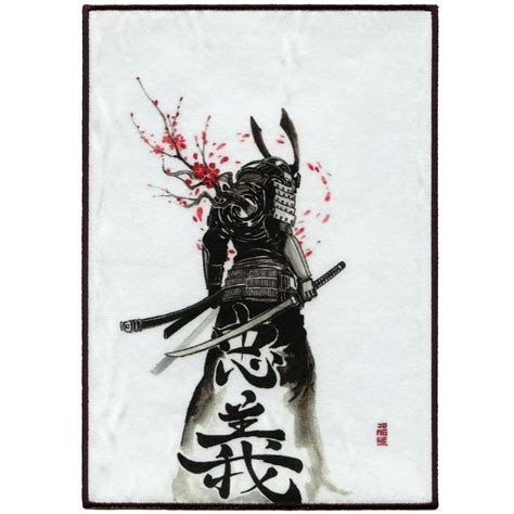 Japanese Bushi Samurai With Cherry Blossoms Embroidered Iron On Fotopa