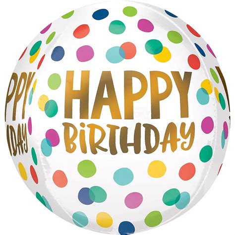 Polka Dot And Gold Happy Birthday Balloon 15in X 16in Orbz Party City