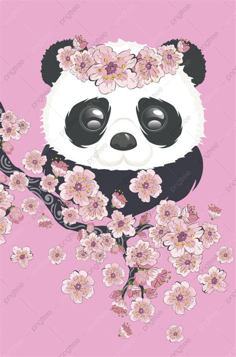 Gambar Beruang Panda Kartun Lucu Dengan Sakura Mekar Panda Bayi