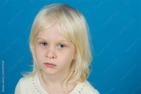 Kid With Blonde Hair Little Girl With Young Tender Skin Fashion Style