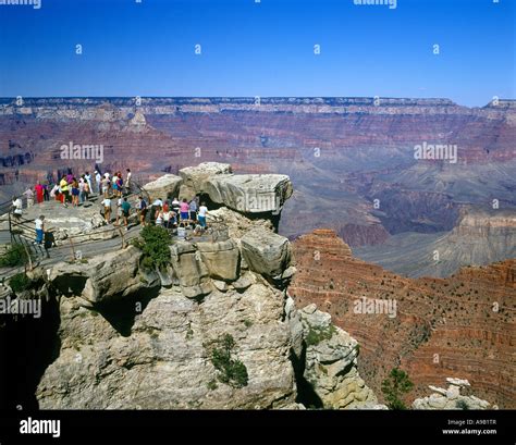 Tourists Mather Point Viewpoint South Rim Grand Canyon National Park