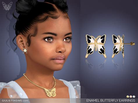 The Sims Resource Enamel Butterfly Earrings For Kids