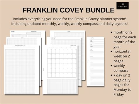 A Franklin Covey Bundle Printable Franklin Covey System Inserts A