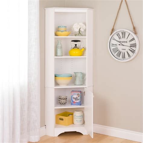 Prepac Tall Corner Storage Cabinet In Elite White Wscc 0604 1