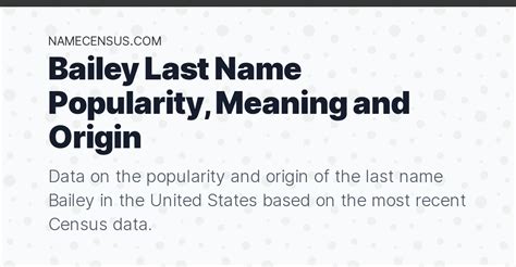 Bailey Last Name Popularity Meaning And Origin
