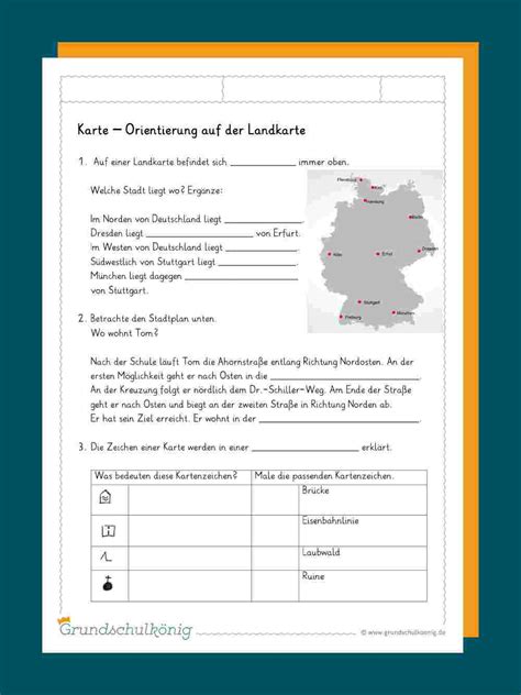 Orientierung an sonne und sternen / hsu grundschule. Symbole Landkarte Grundschule