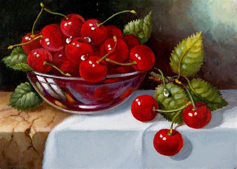 Bowl Of Cherries Cherry Cherry Drawing Still Life Oil Painting
