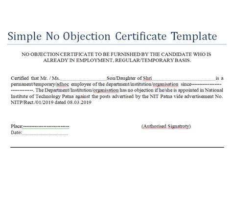43 Editable No Objection Certificate Noc Formats In Word Day To