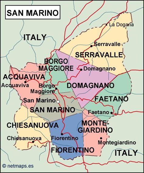 San Marino Political Map Digital Maps Netmaps Uk Vector Eps And Wall Maps