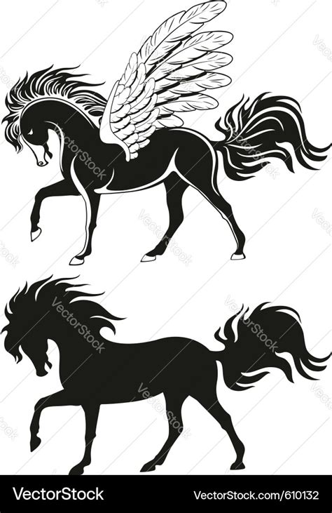 Pegasus Winged Horse Silhouettes Royalty Free Vector Image