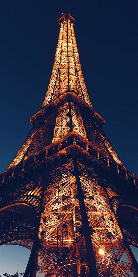 Eiffel Tower City Paris Night Architecture 1080x2160 Wallpaper