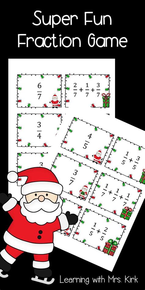 Christmas Decomposing Fractions Math Game Math Fraction Games