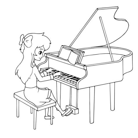 Girl Playing Piano Drawing Illustrations Royalty Free Vector Graphics