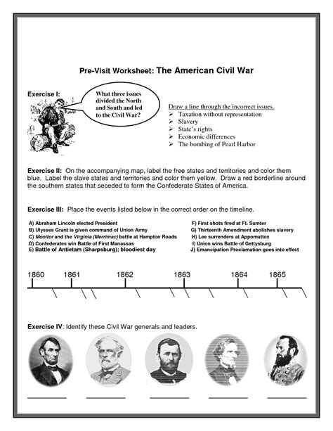 Civil War Battles Map Worksheet