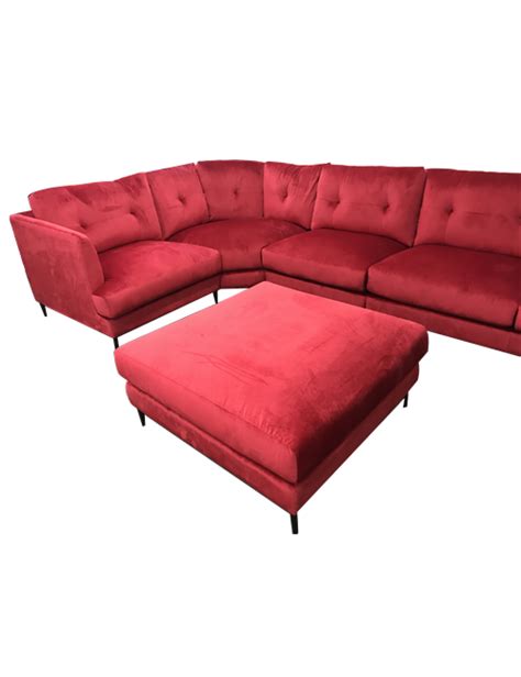 Santiago Raspberry Velvet Corner Sectional Sofa Furniture Living Room