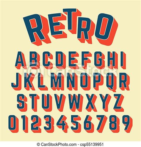 Alphabet Font Retro Design Alphabet Font Template Set Of Letters And