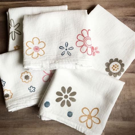 Hand Stamped Flour Sack Towels Flour Sack Towels Crafts Flour Sack