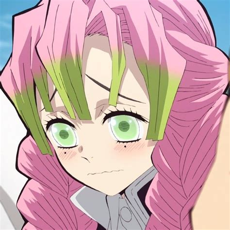 An Anime Character With Pink Hair And Green Eyes