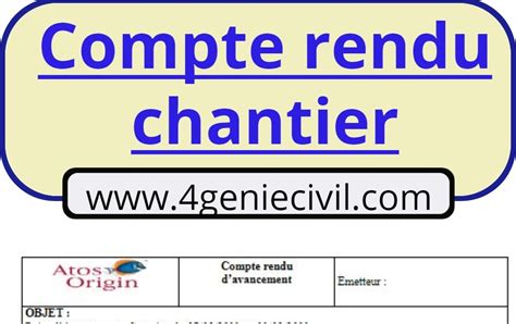 Exemple De Compte Rendu De Chantier Word