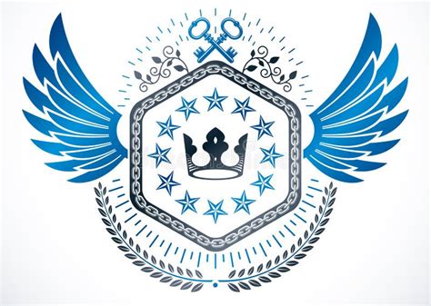 Winged Classy Emblem Vector Heraldic Coat Of Arms Created Using Stock