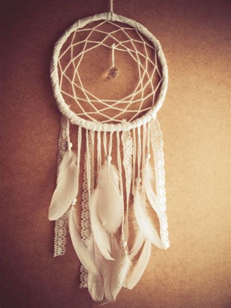 Dream Catcher White Dreams With Floral Crochet Web White Feathers