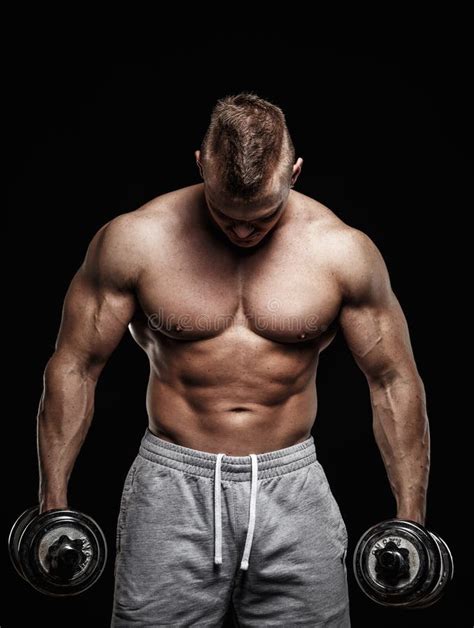 Man Exercising With Dumbbells Stock Image Image Of Fitness Muscle