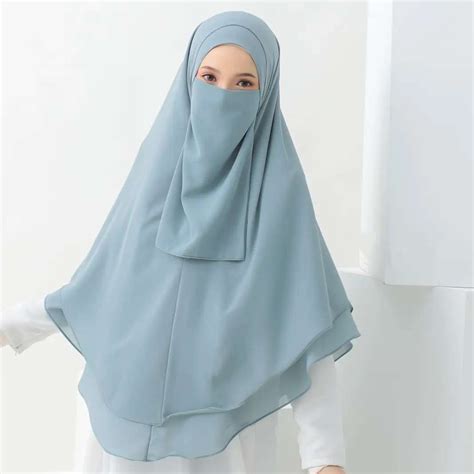 Ready Hijab High Quality Muslim Niqab Veil One Layer Meryl Fabric Face