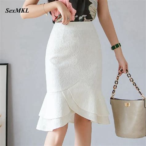 Sexmkl Oversized White Lace Skirt Women 2022 Summer High Waist Black Skirts Sexy Office Lady