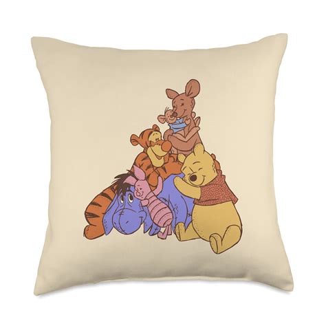 Disney Winnie The Pooh Hundred Acre Kanga Roo Group Hug Throw Pillow 18x18 Multicolor